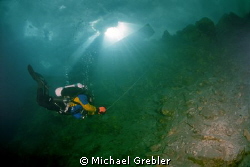 Using cave diving procedures, a technical diver winds up ... by Michael Grebler 